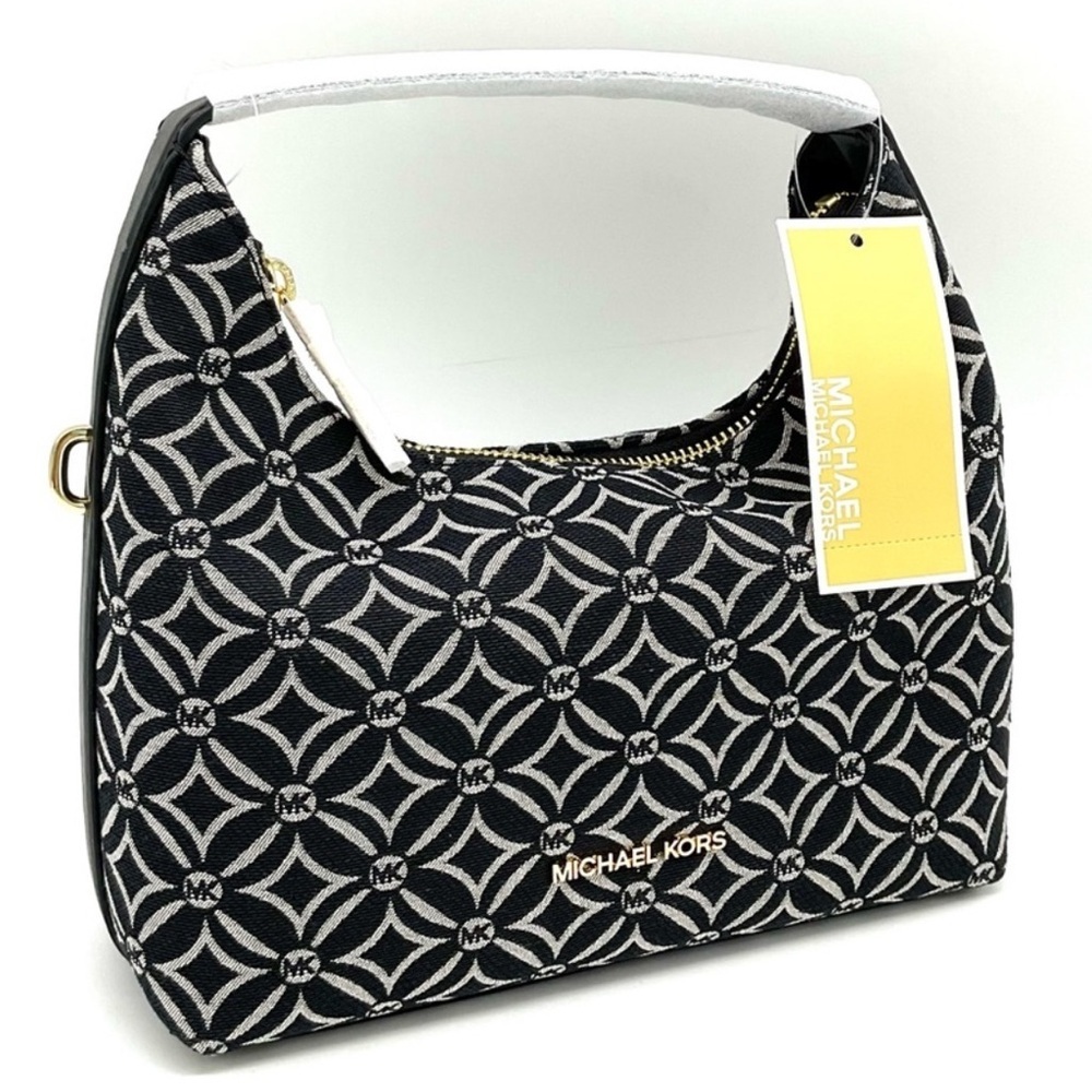 Michael Kors Ember Small Logo Jacquard Messenger Bag Black - Picture 3 of 11